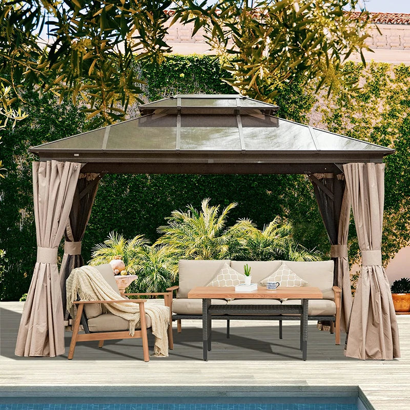 Polycarbonate Hardtop Gazebo Dark Brown image 1