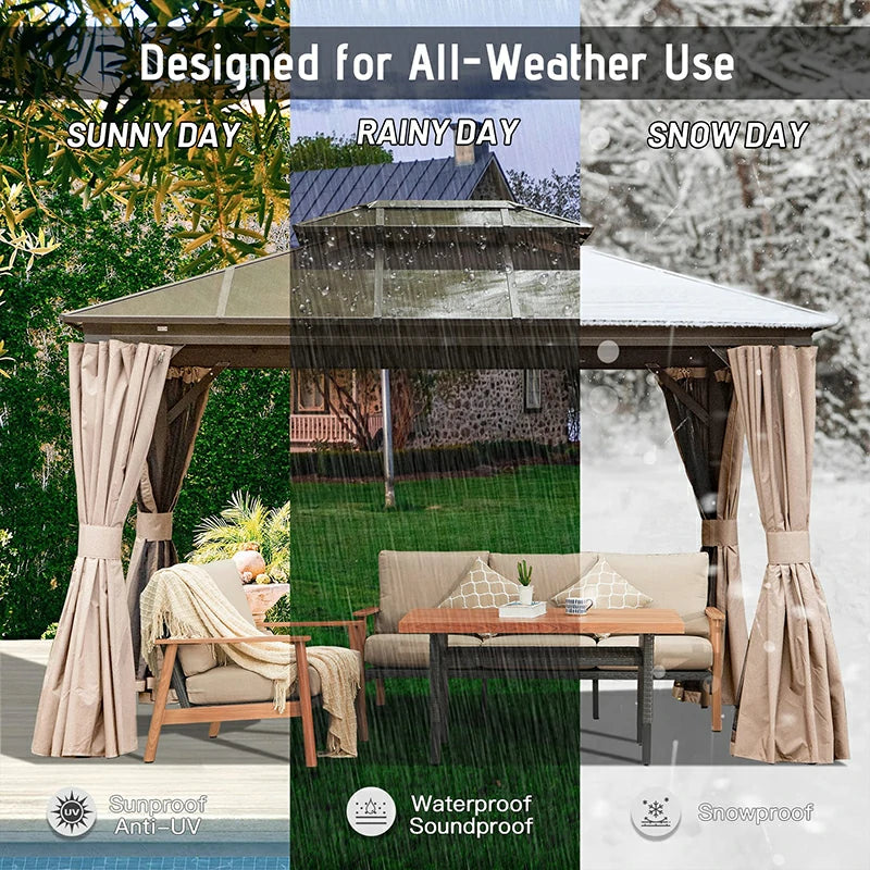 Polycarbonate Hardtop Gazebo Dark Brown image 7