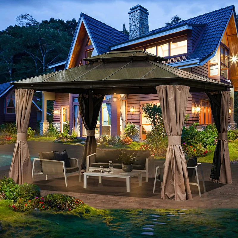 Polycarbonate Hardtop Gazebo Dark Brown image 8