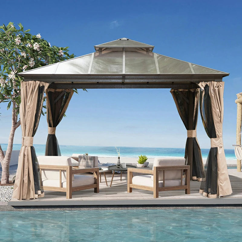 Polycarbonate Hardtop Gazebo Dark Brown image 9