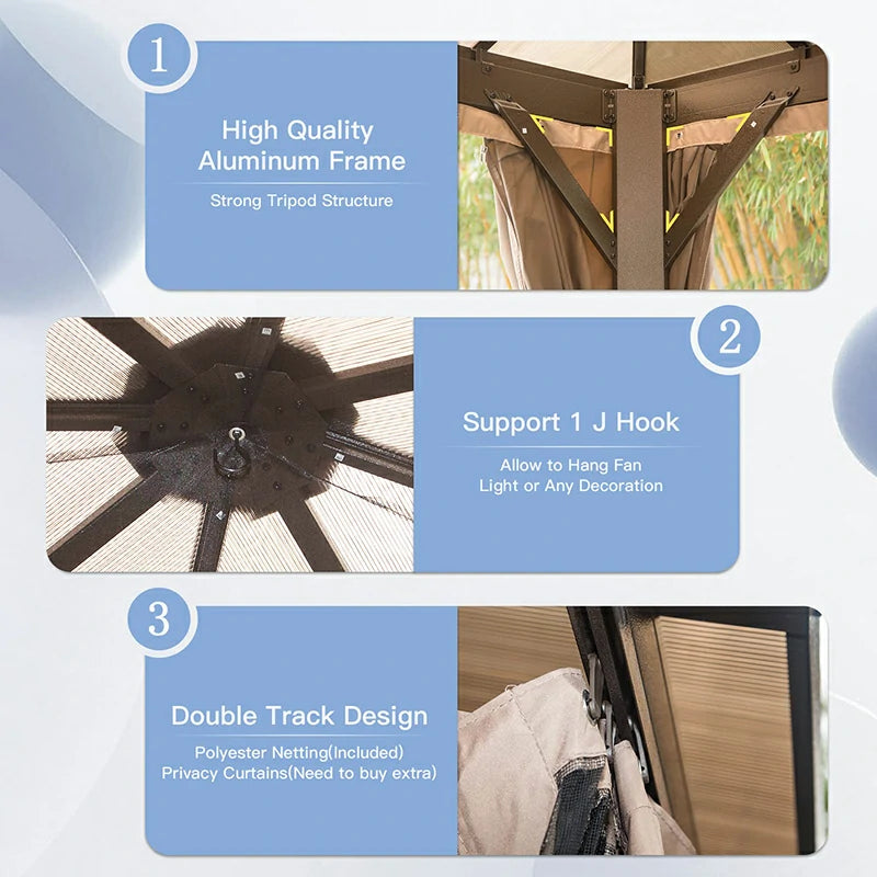 Polycarbonate Hardtop Gazebo Dark Brown image 13