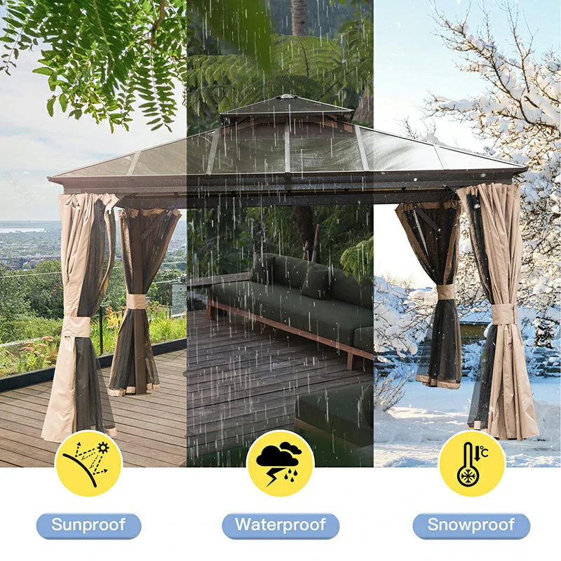 Polycarbonate Hardtop Gazebo Dark Brown image 15