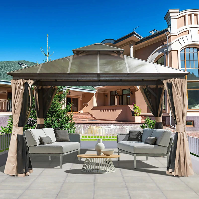 Polycarbonate Hardtop Gazebo Dark Brown image 16