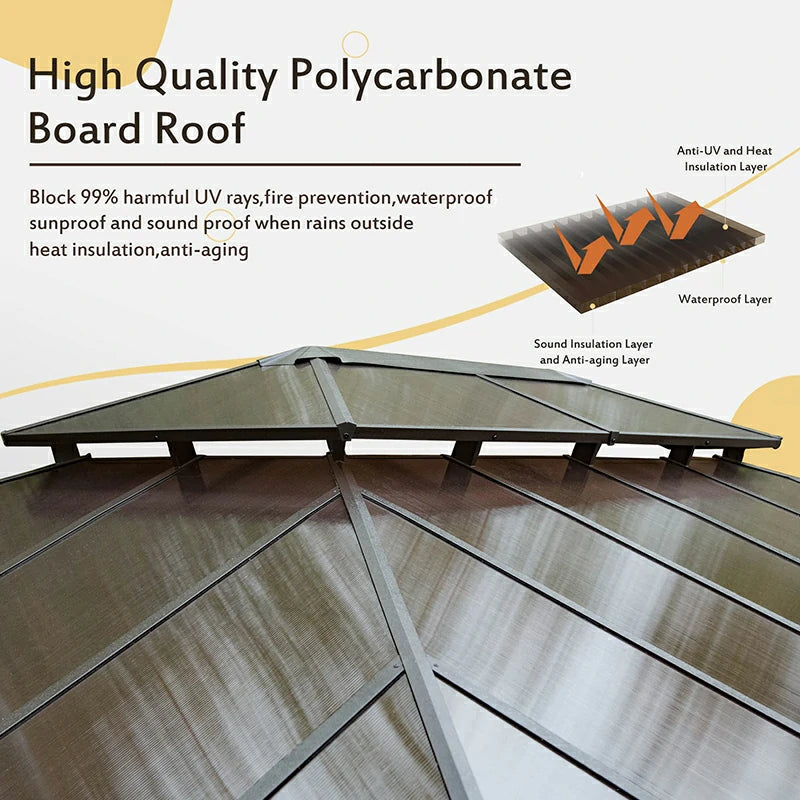 Polycarbonate Hardtop Gazebo Dark Brown image 19
