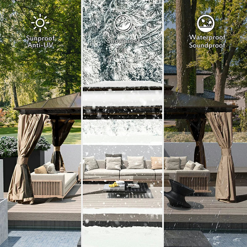 Polycarbonate Hardtop Gazebo Dark Brown image 25