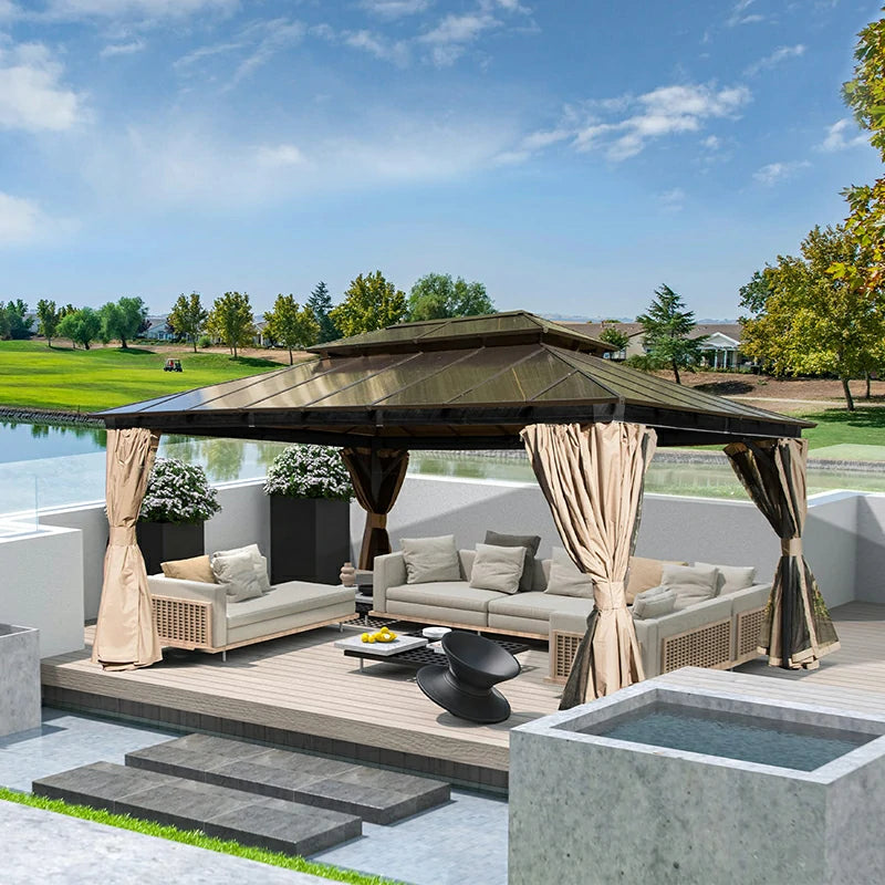 Polycarbonate Hardtop Gazebo Dark Brown image 26