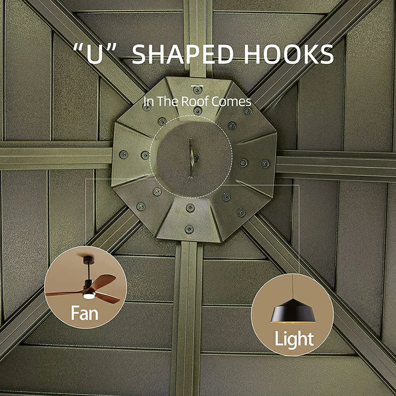 Aluminum Hardtop Gazebo Brown with Drainage Gutters image 19