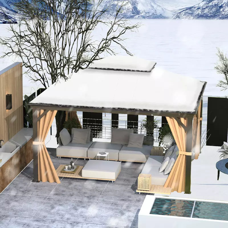 Aluminum Hardtop Gazebo Brown with Drainage Gutters image 29