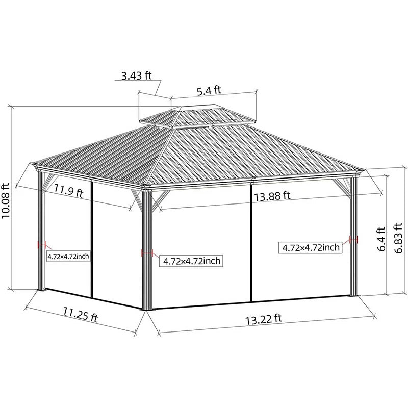 Aluminum Hardtop Gazebo Brown with Drainage Gutters image 23