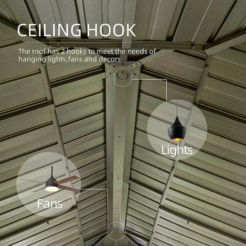 Aluminum Hardtop Gazebo Brown with Drainage Gutters image 27