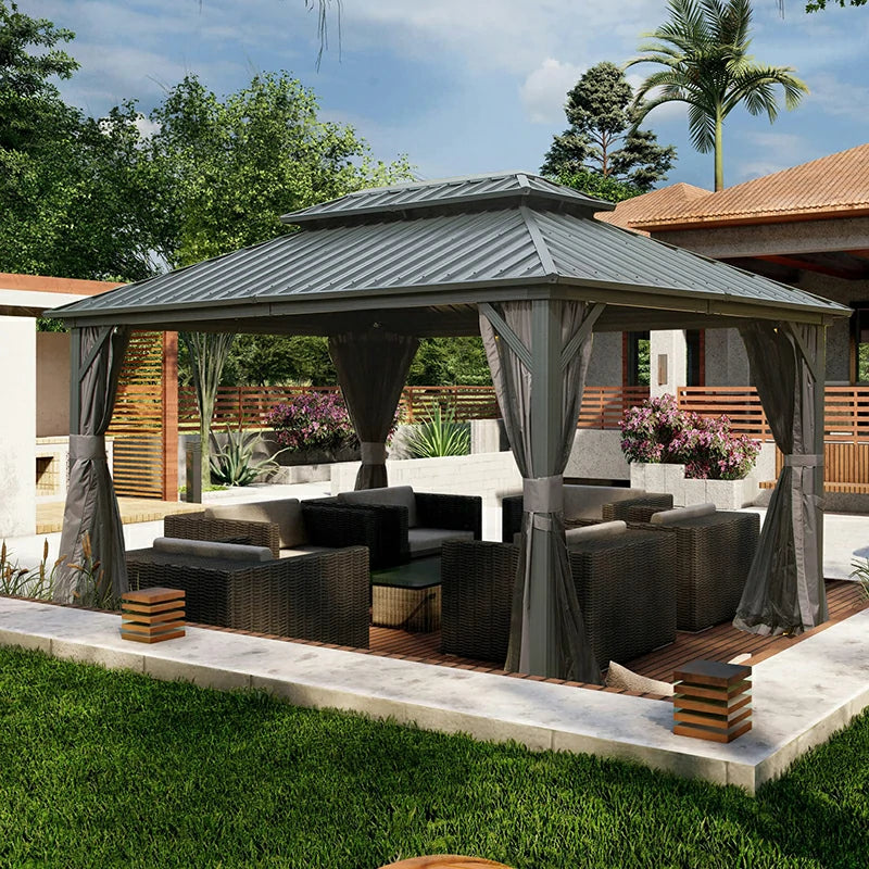 Hardtop Gazebo Classic W/ Netting & Curtain image 20