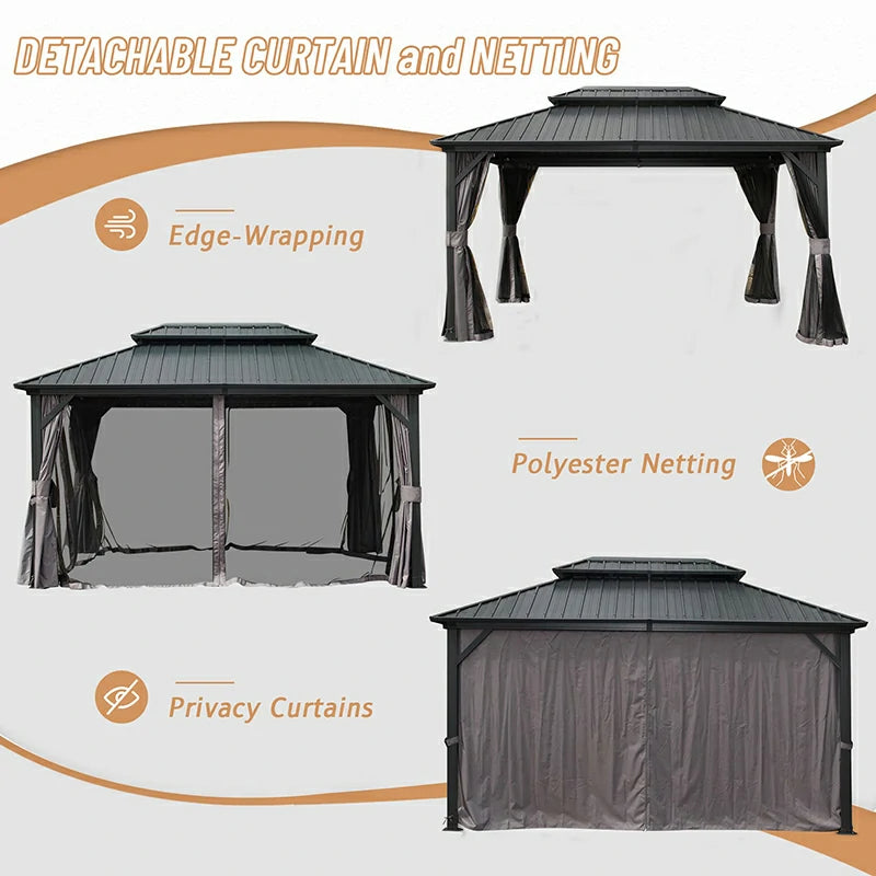 Hardtop Gazebo Classic W/ Netting & Curtain image 16