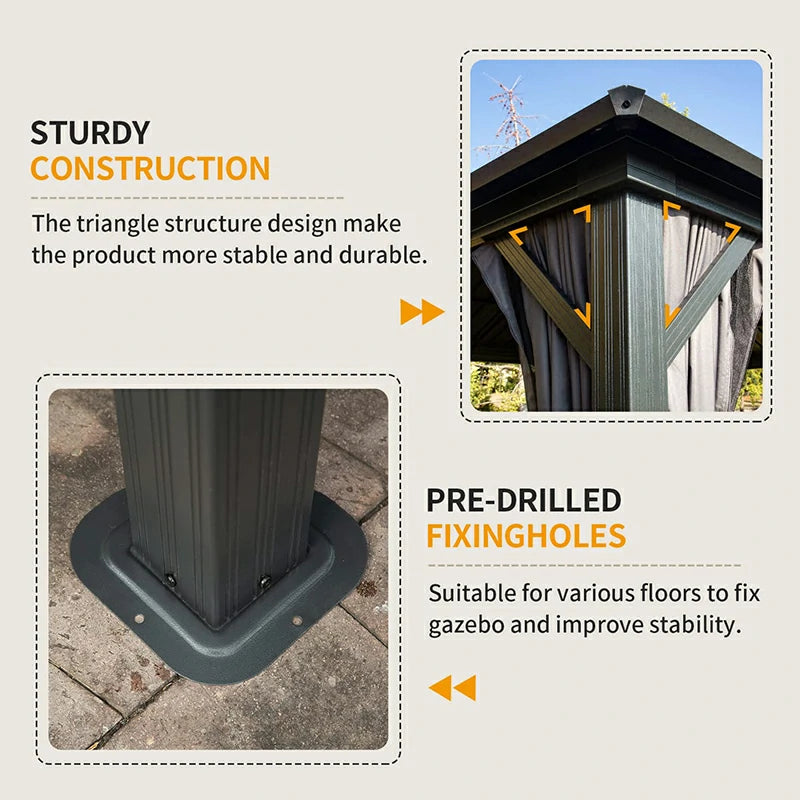 Hardtop Gazebo Classic W/ Netting & Curtain image 27