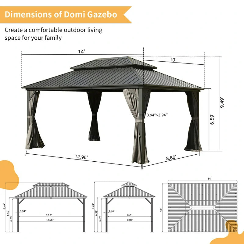 Hardtop Gazebo Classic W/ Netting & Curtain image 24