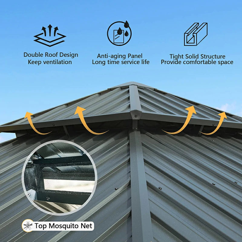 Hardtop Gazebo Classic W/ Netting & Curtain image 38