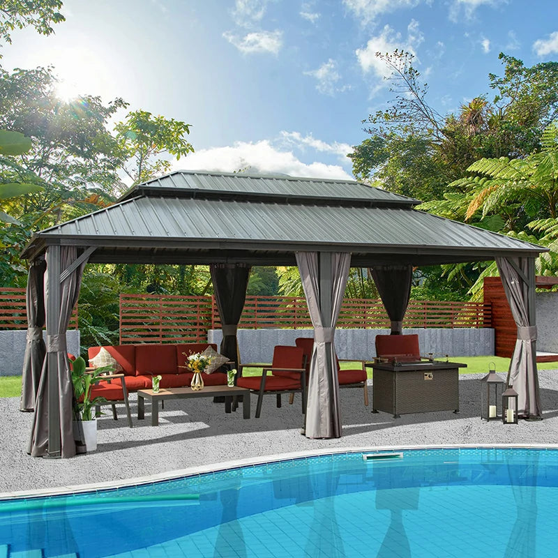 Hardtop Gazebo Classic W/ Netting & Curtain image 58