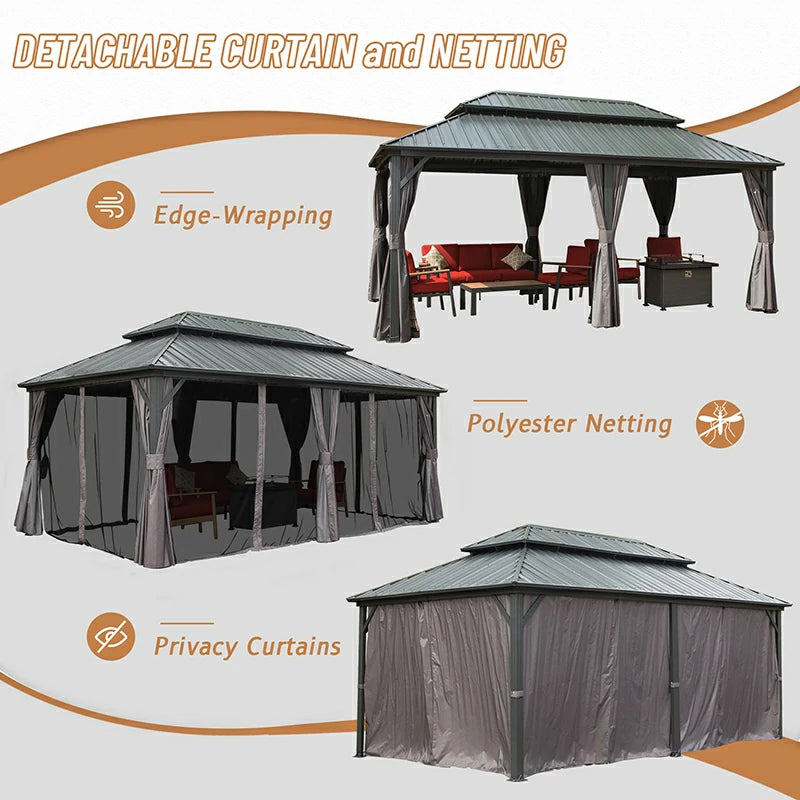 Hardtop Gazebo Classic W/ Netting & Curtain image 62