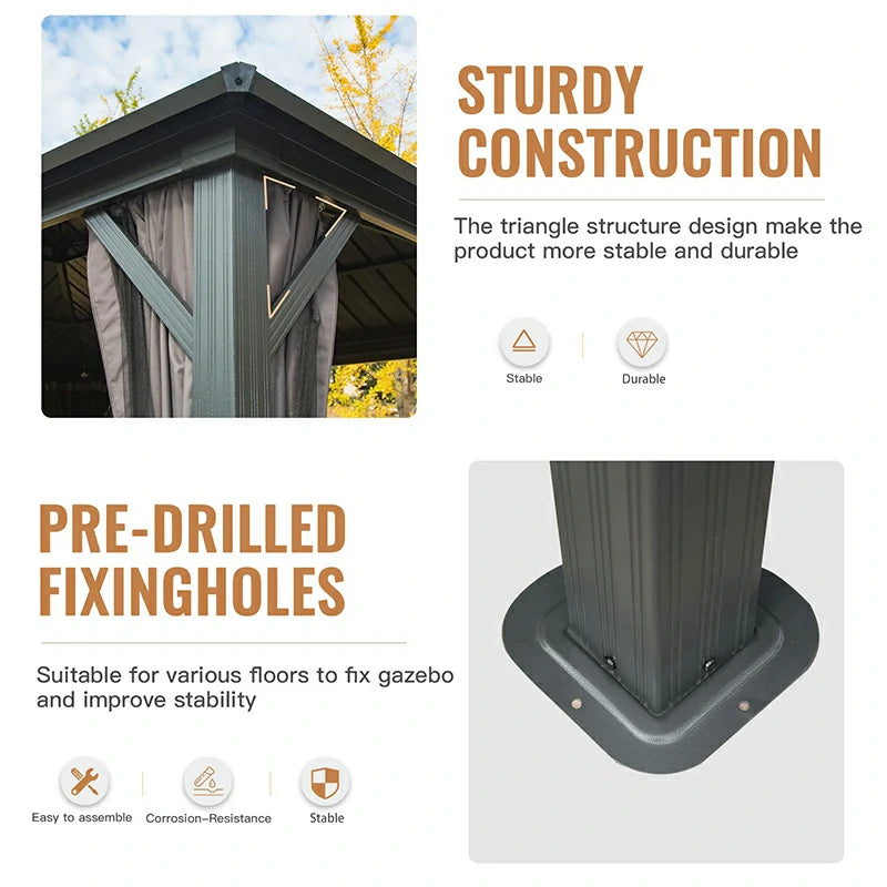 Hardtop Gazebo Classic W/ Netting & Curtain image 63