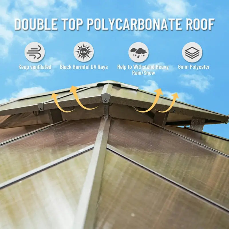 Polycarbonate Hardtop Gazebo Wood-looking image 4