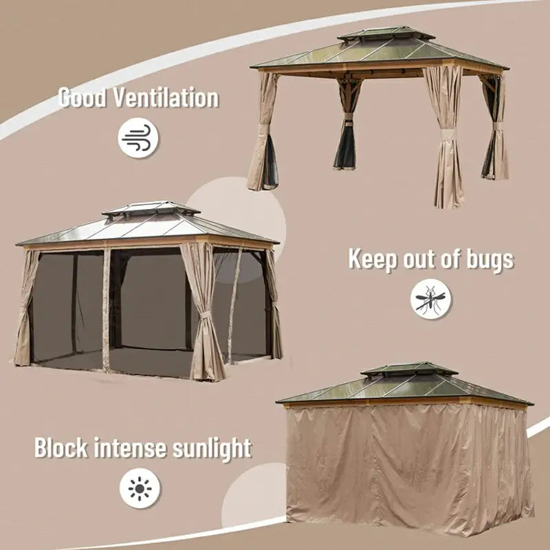 Polycarbonate Hardtop Gazebo Wood-looking image 5