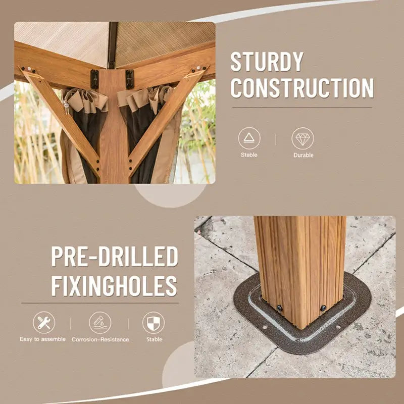 Polycarbonate Hardtop Gazebo Wood-looking image 6