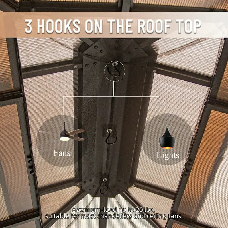 Polycarbonate Hardtop Gazebo Wood-looking image 7