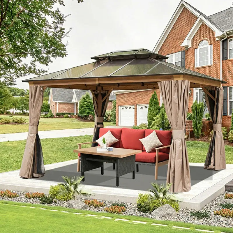 Polycarbonate Hardtop Gazebo Wood-looking image 9