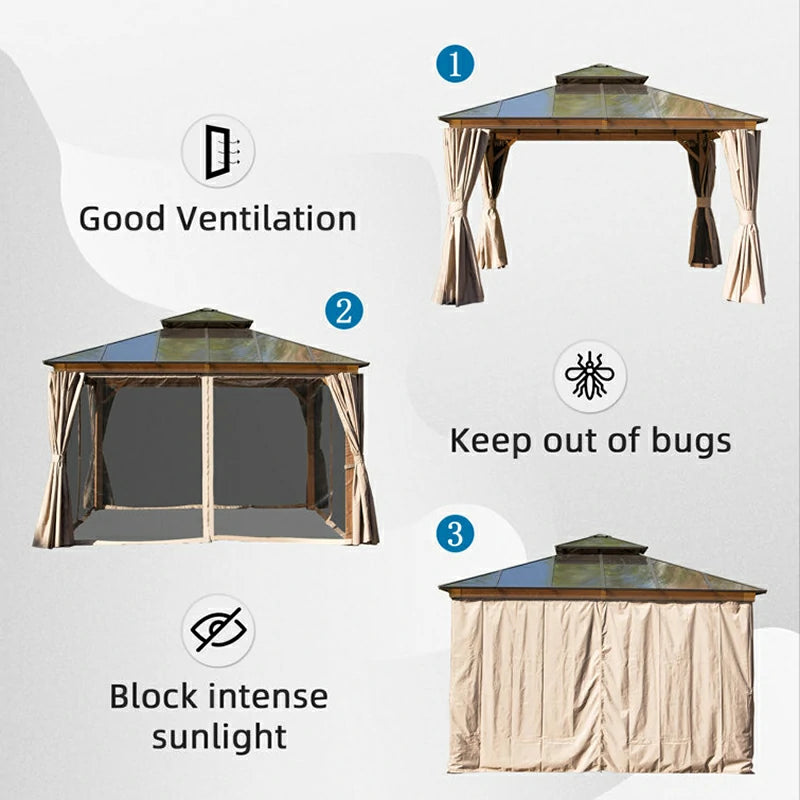 Polycarbonate Hardtop Gazebo Wood-looking image 15