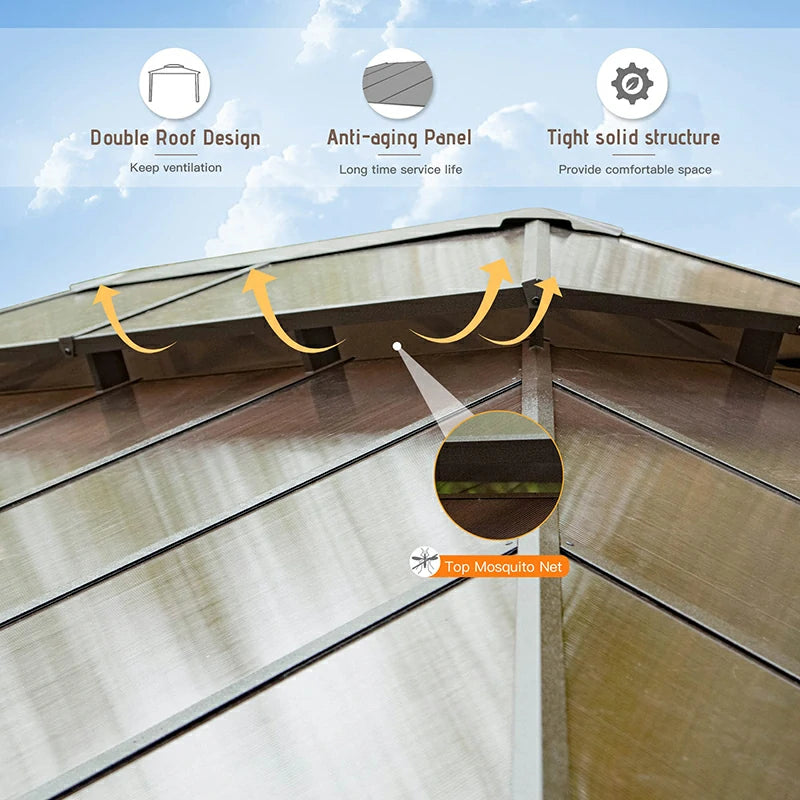 Polycarbonate Hardtop Gazebo Wood-looking image 22