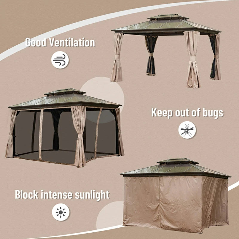 Polycarbonate Hardtop Gazebo Wood-looking image 24