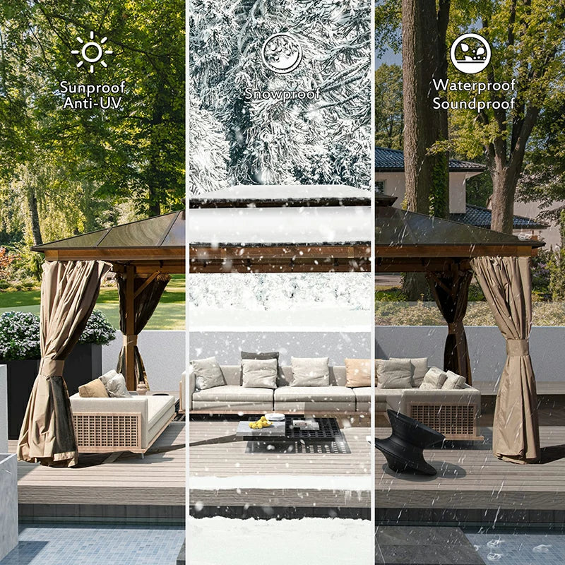 Polycarbonate Hardtop Gazebo Wood-looking image 25