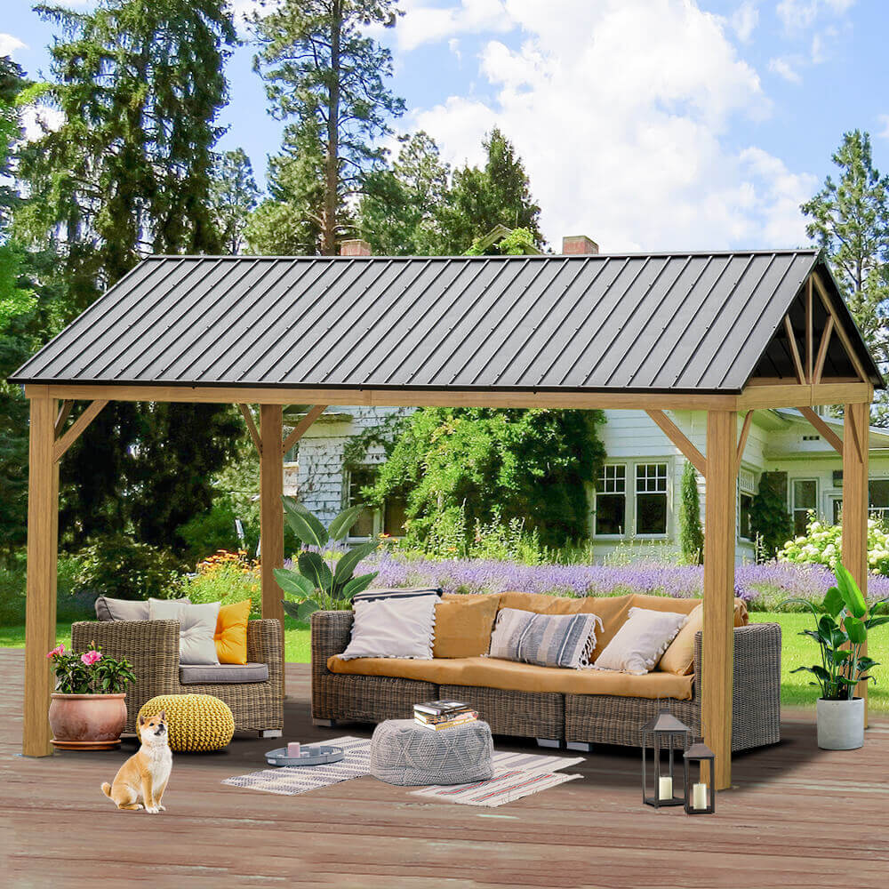 Gable Hardtop Gazebo - Wood-looking Frame image 1