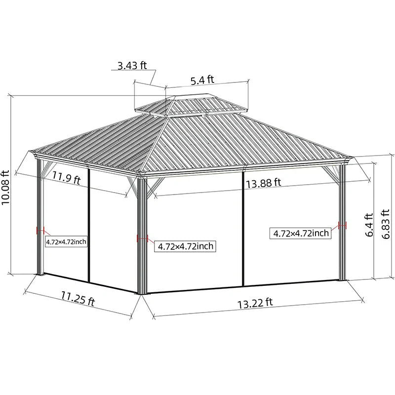 Aluminum Hardtop Gazebo Wood-Looking with Drainage Gutters image 34