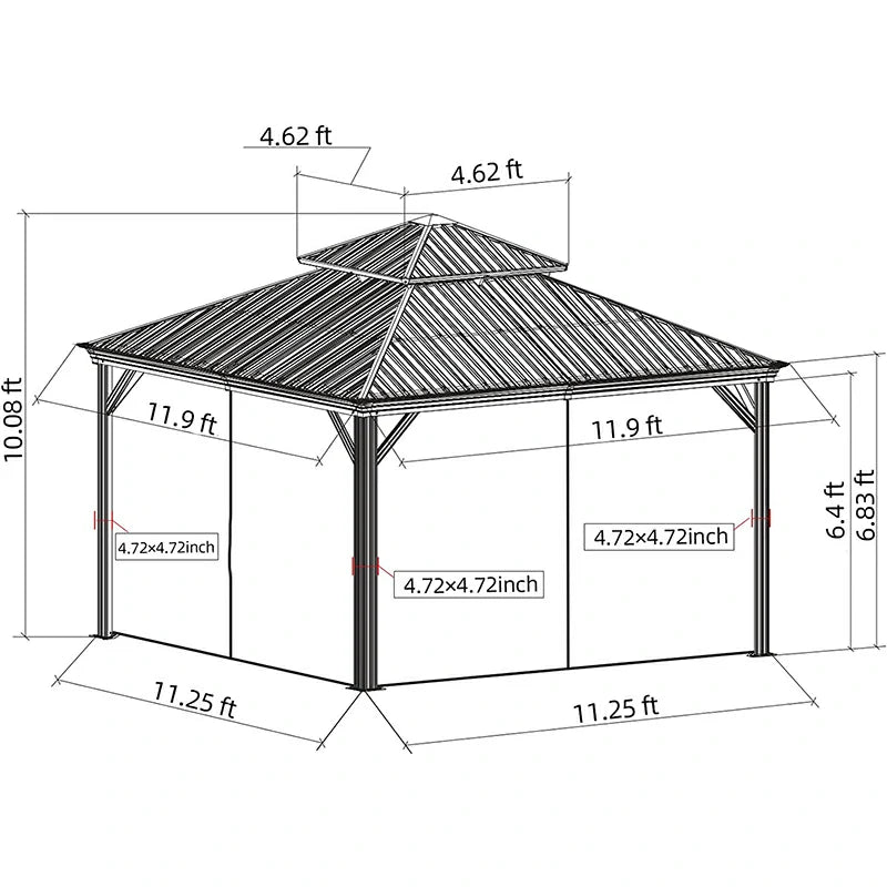 Aluminum Hardtop Gazebo Wood-Looking with Drainage Gutters image 14