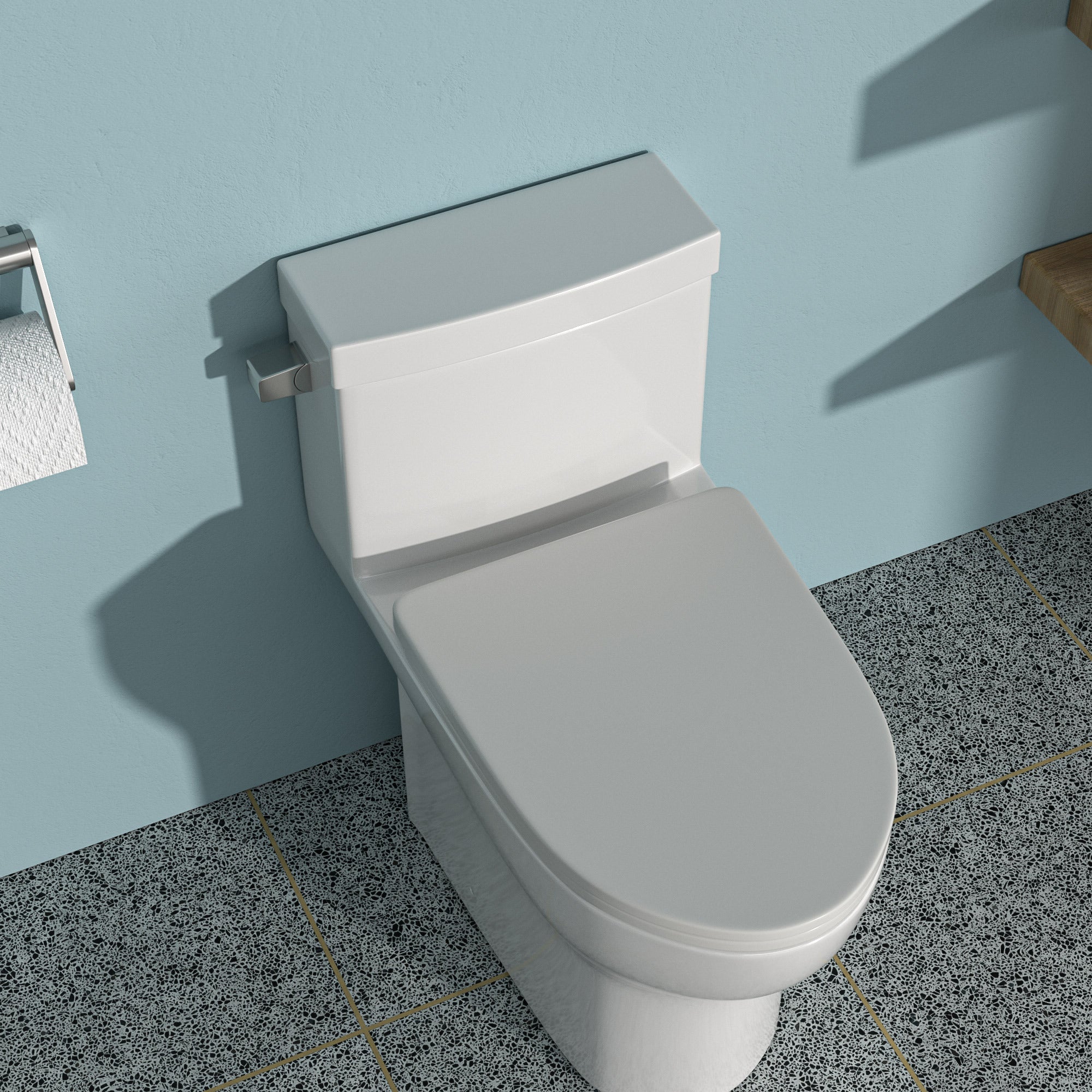 Ceramic One Piece Toilet, Single Flush with Soft Clsoing Seat image 1