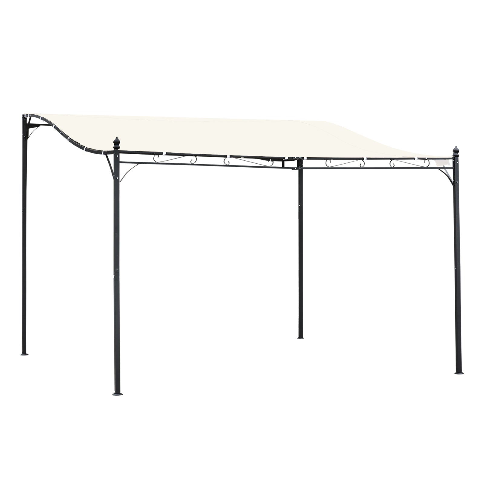 10' x 13' Steel Outdoor Pergola Gazebo, Patio Canopy with Weather-Resistant Fabric and Drainage Holes for Backyard, Deck, Garden, Cream White image 1