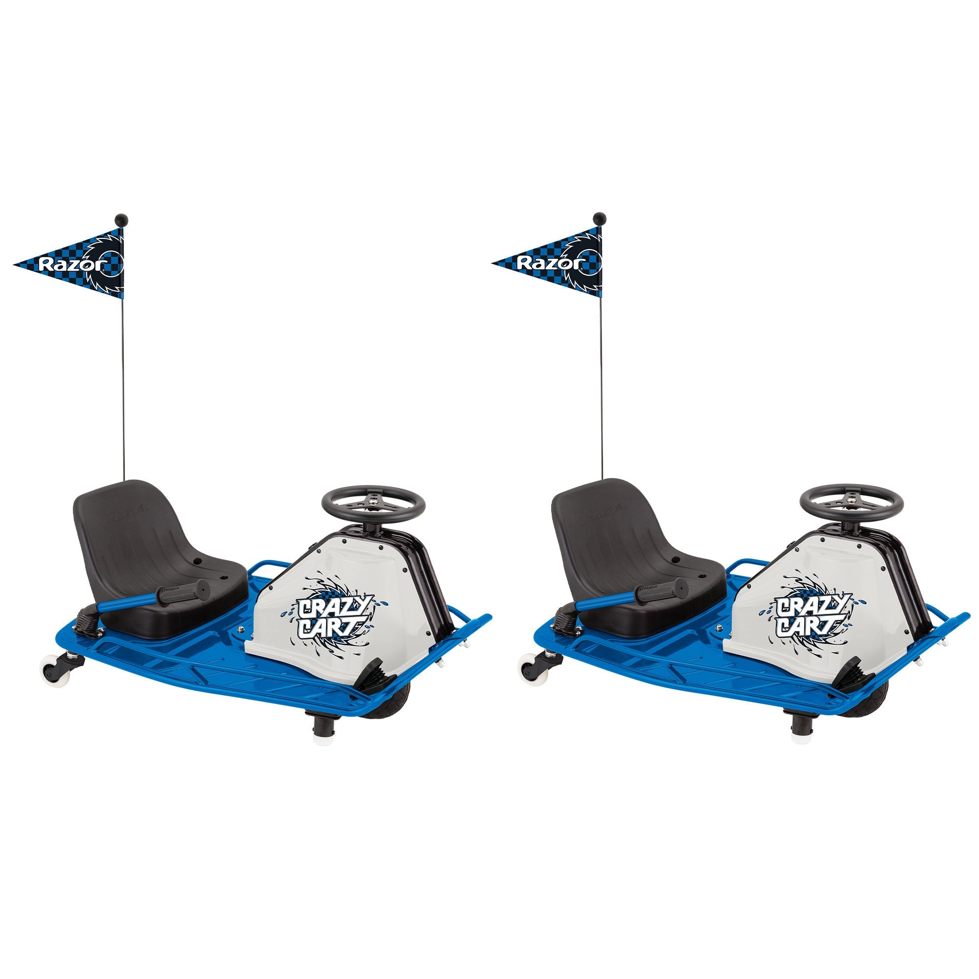 Razor High Torque Motorized Drifting Crazy Cart with Drift Bar, Blue (2 Pack) image 1