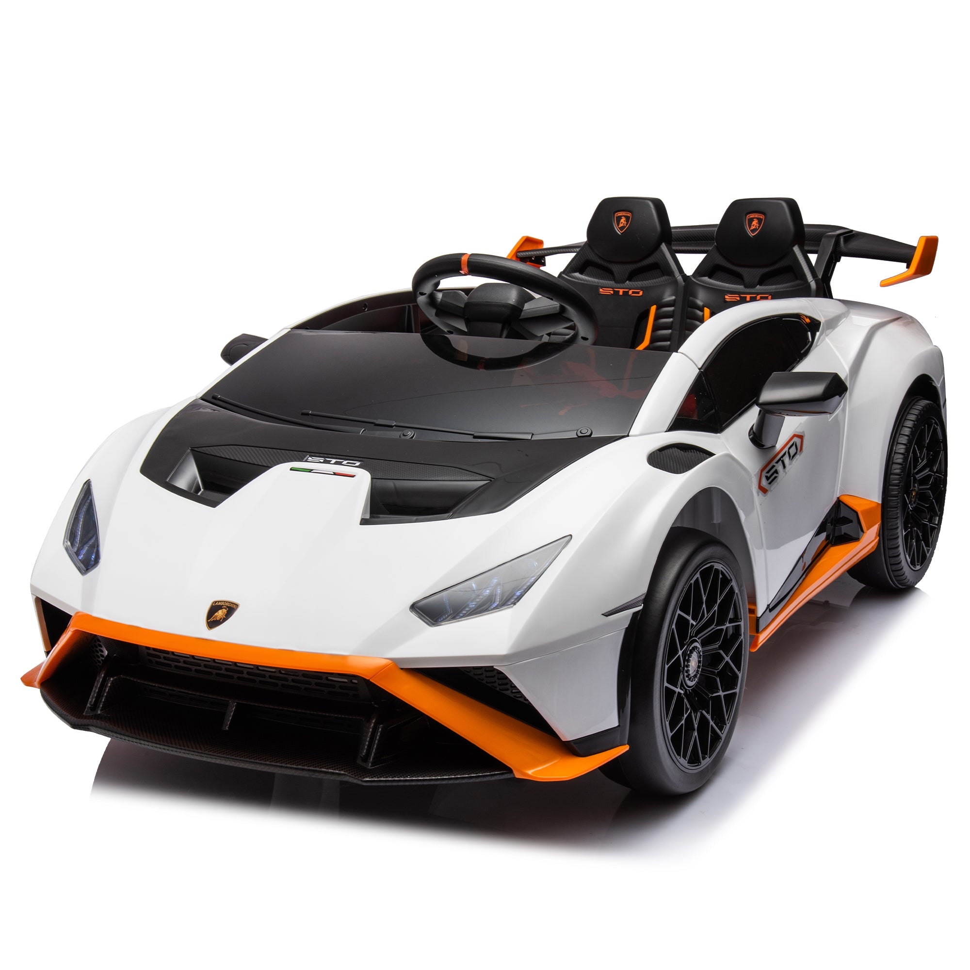 Lamborghini Huracan Sto 24V Kids Electric Ride-On Drift Car: Speeds 1.86-5.59 MPH, Ages 3-8, Foam Front Wheels, 360 Spin, LED Lights, Dynamic Music, Early Learning, USB Port, Drift Feature image 1