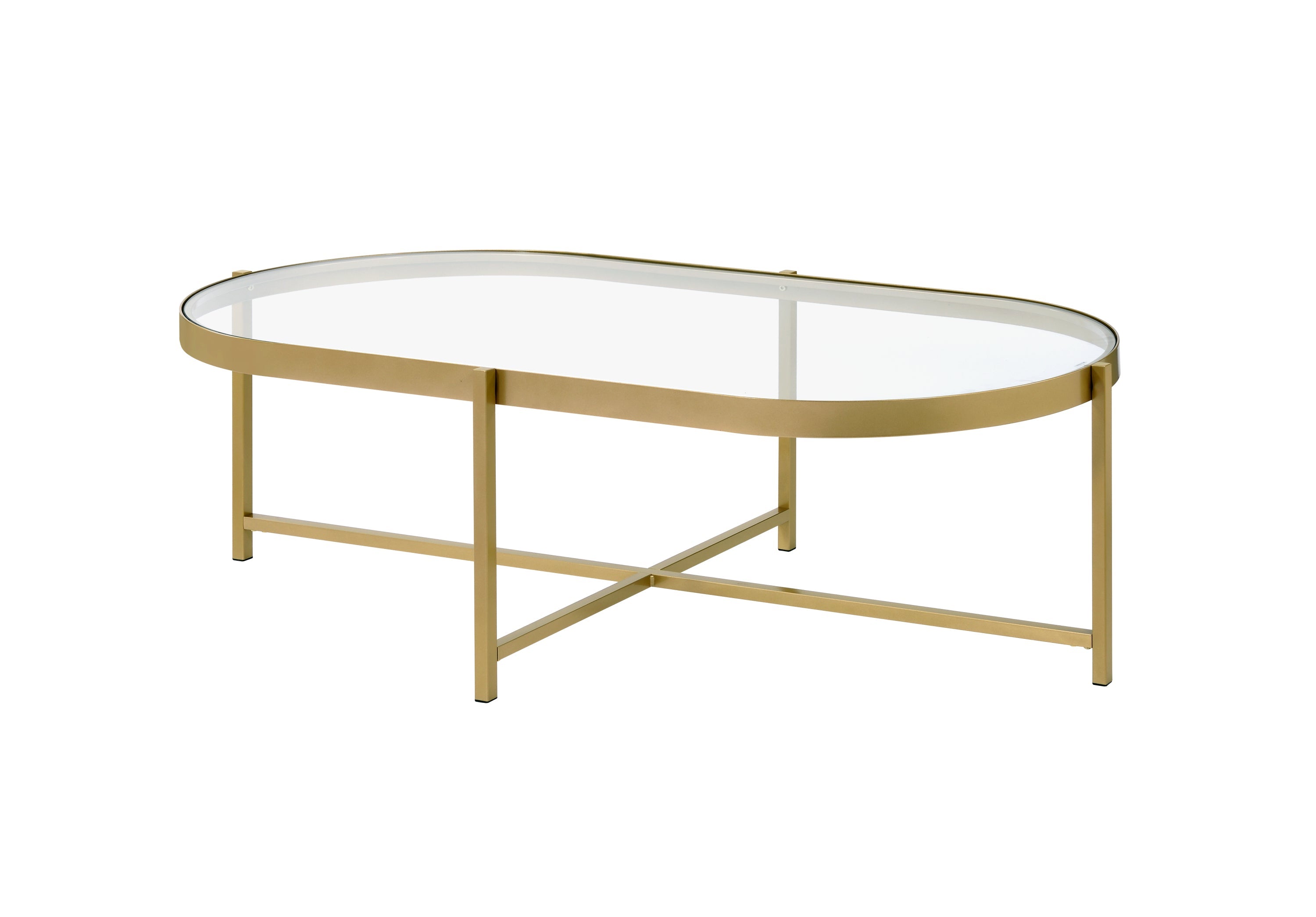Charrot Coffee Table, Clear Glass & Gold Finish image 1