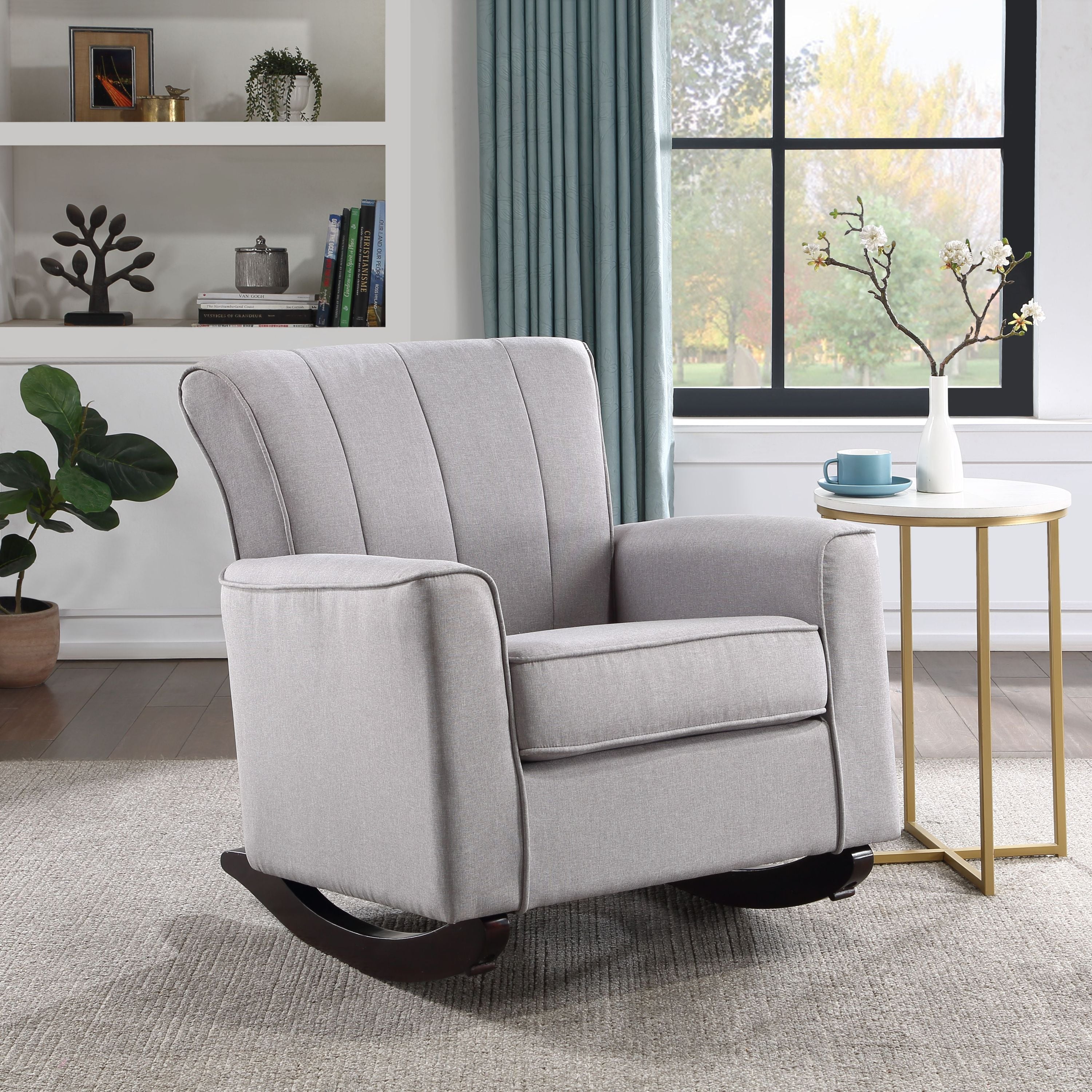 Denzell Rocking Chair, Gray Linen image 1