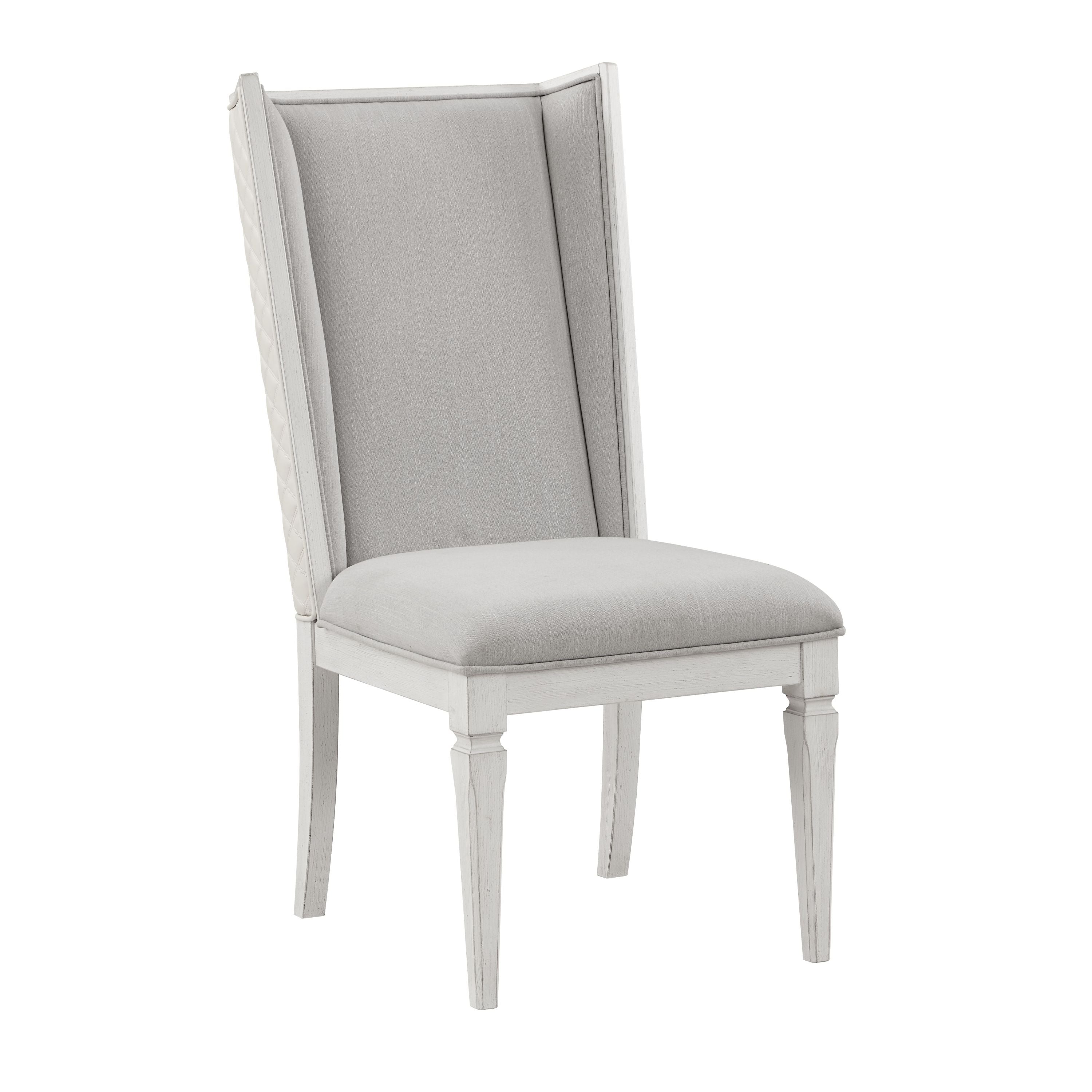 Katia Side Chair (Set-2), Light Gray Linen & Weathered White Finish image 1