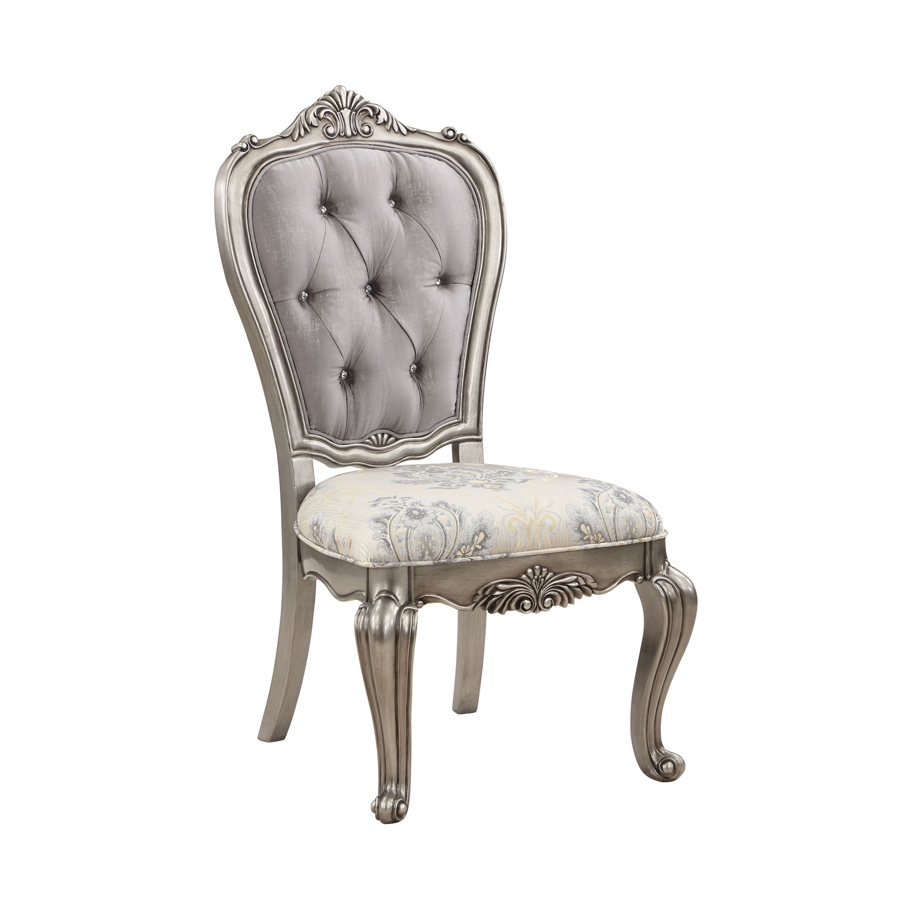Ariadne Arm Chair (Set-2), Velvet & Antique Plantinum Finish image 1