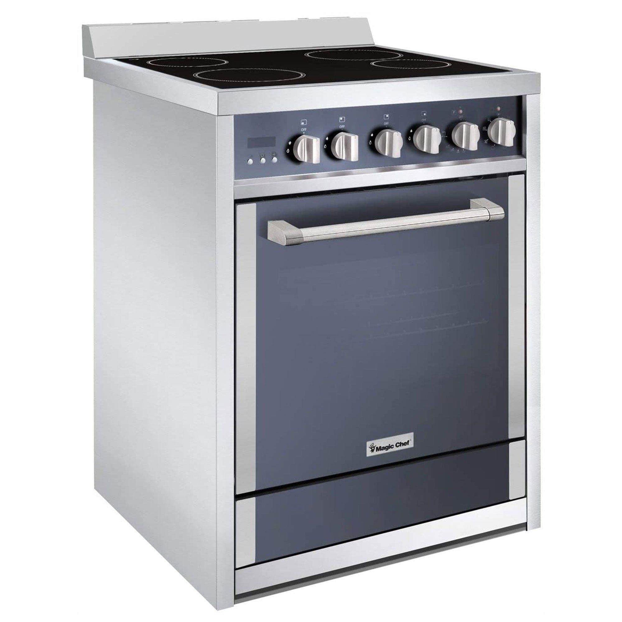 Magic Chef MCSRE24S Stainless Steel Electric Range with Convection and 4 Burners image 1