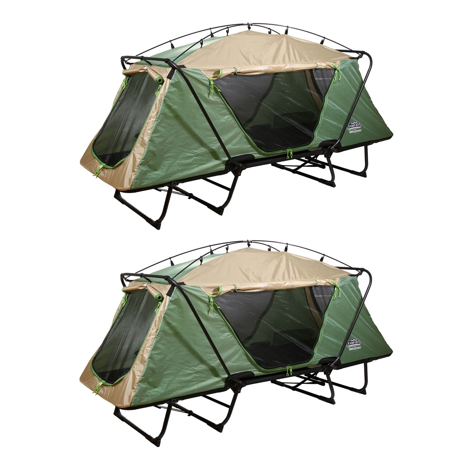 Kamp-Rite Oversize Portable Versatile Cot, Chair, & Tent, Green/Tan (2 Pack) image 1