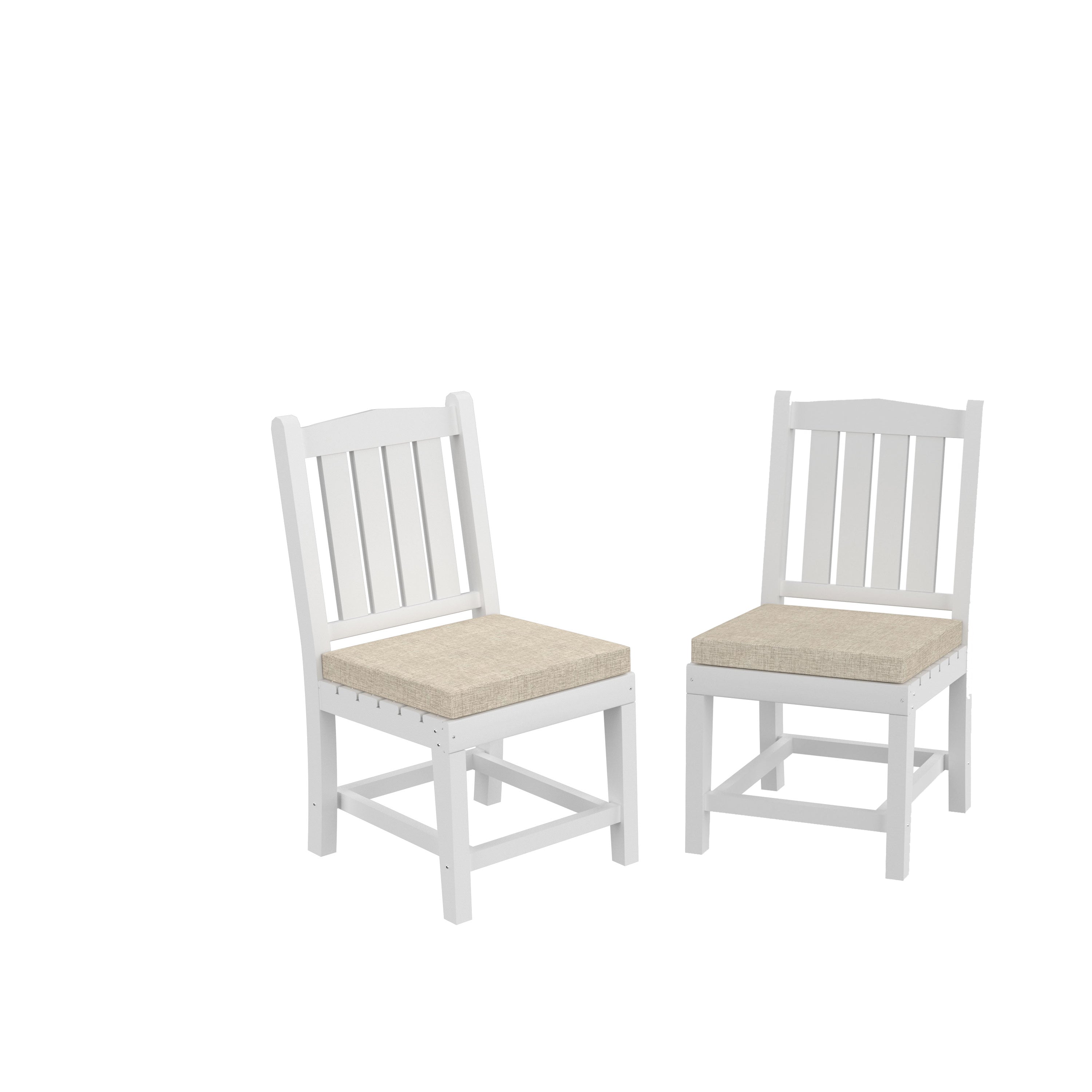 HDPE Dining Chair, White, With Cushion, No Armrest, Set for Playroom, Nursery, Backyard,chair Set of 2 image 1