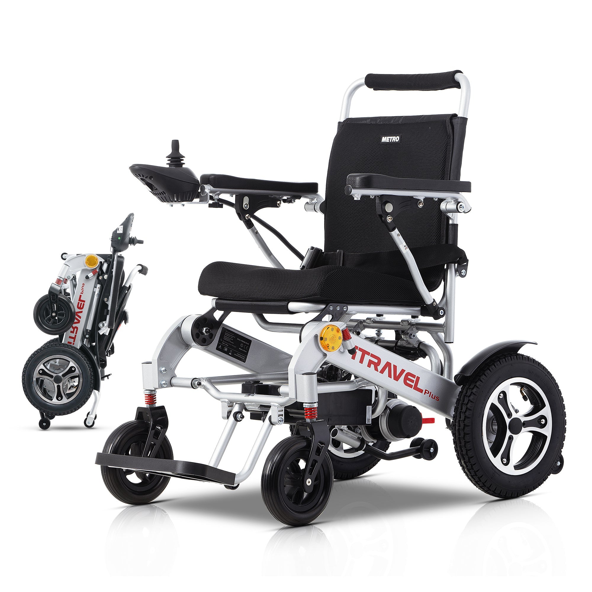 Intelligent Lightweight Foldable Electric Wheelchairs, Compact Power Wheelchair, Portable Folding Carry Wheelchair--SILVER image 1
