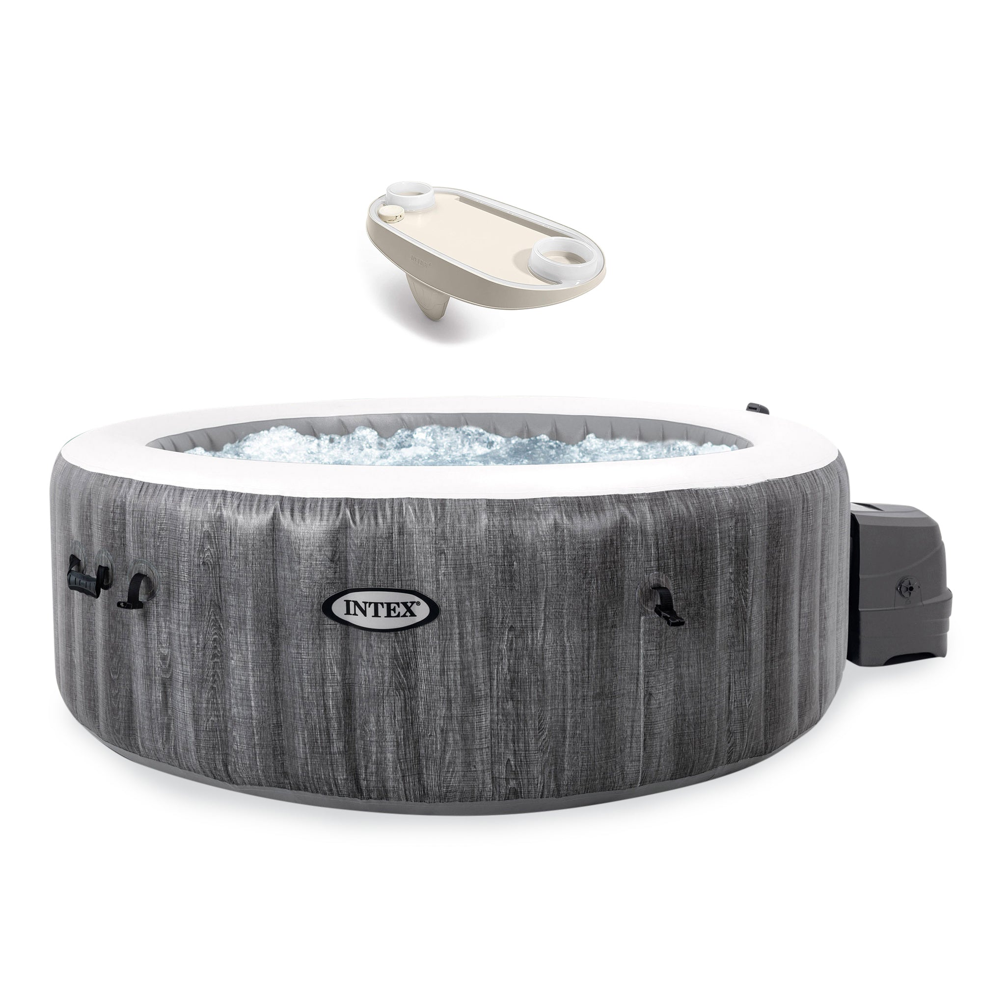 Intex PureSpa Greywood Inflatable Hot Tub Bubble Jet Spa w/ Spa Tray Accessory image 1