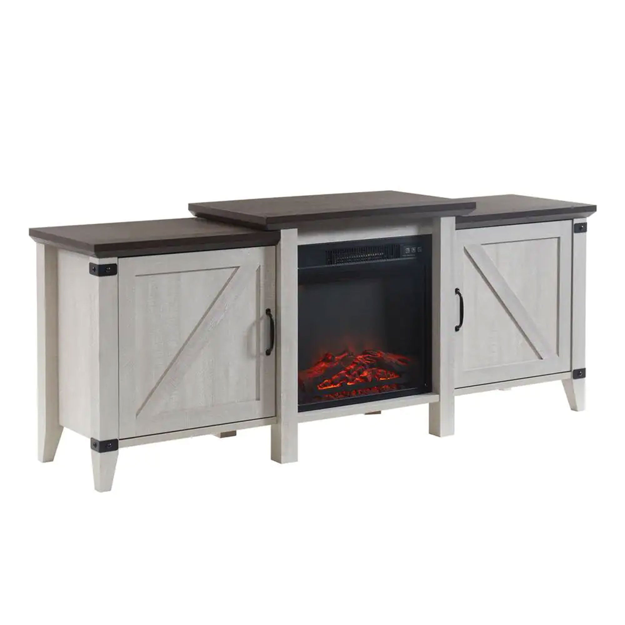 Edyo Living 63in Freestanding Wooden Electric Fireplace TV Stand Console, Grey image 1