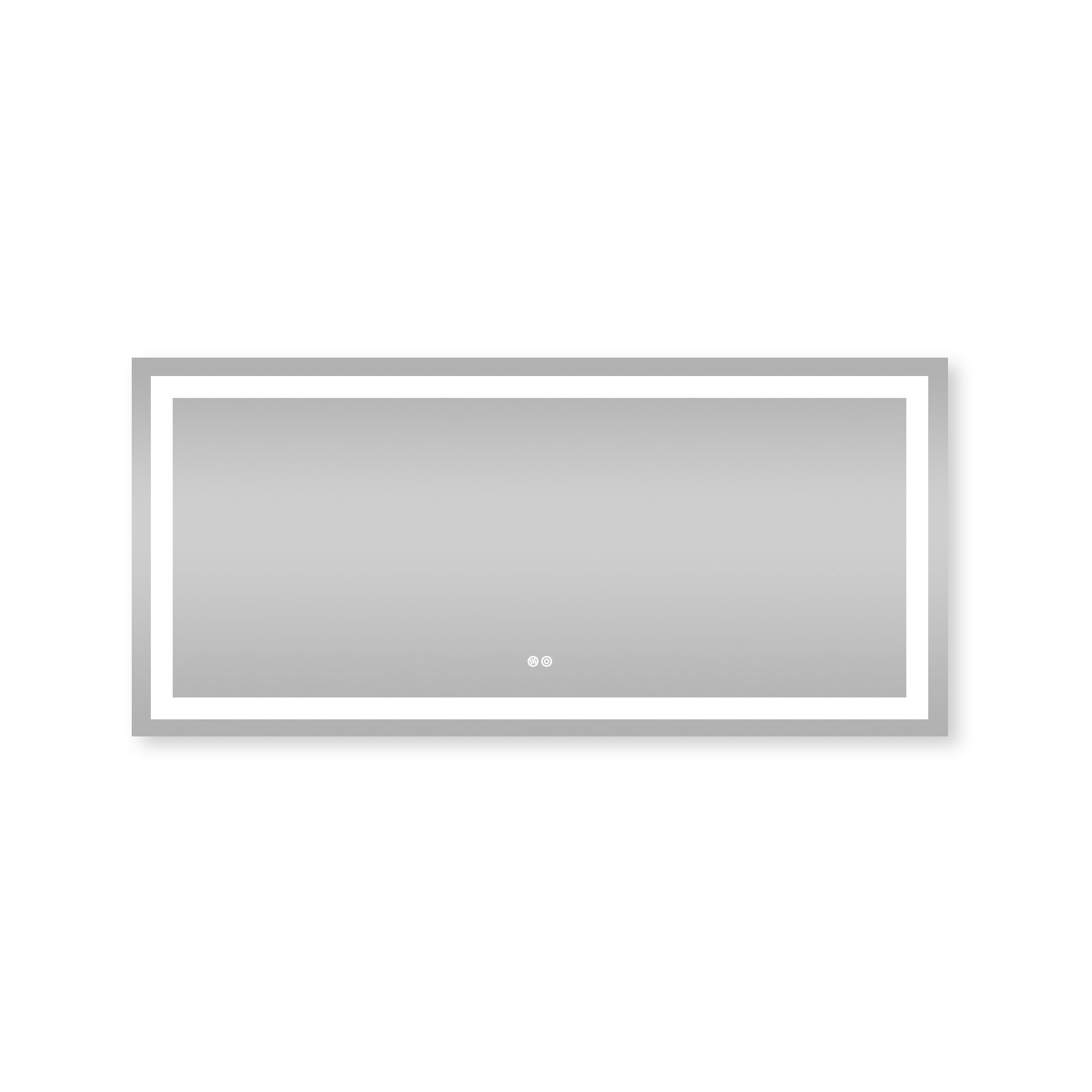 60 in. W x 28 in. H Rectangular Frameless LED Light Wall Vertical/Horizontal Bathroom Vanity Mirror in Aluminum image 1