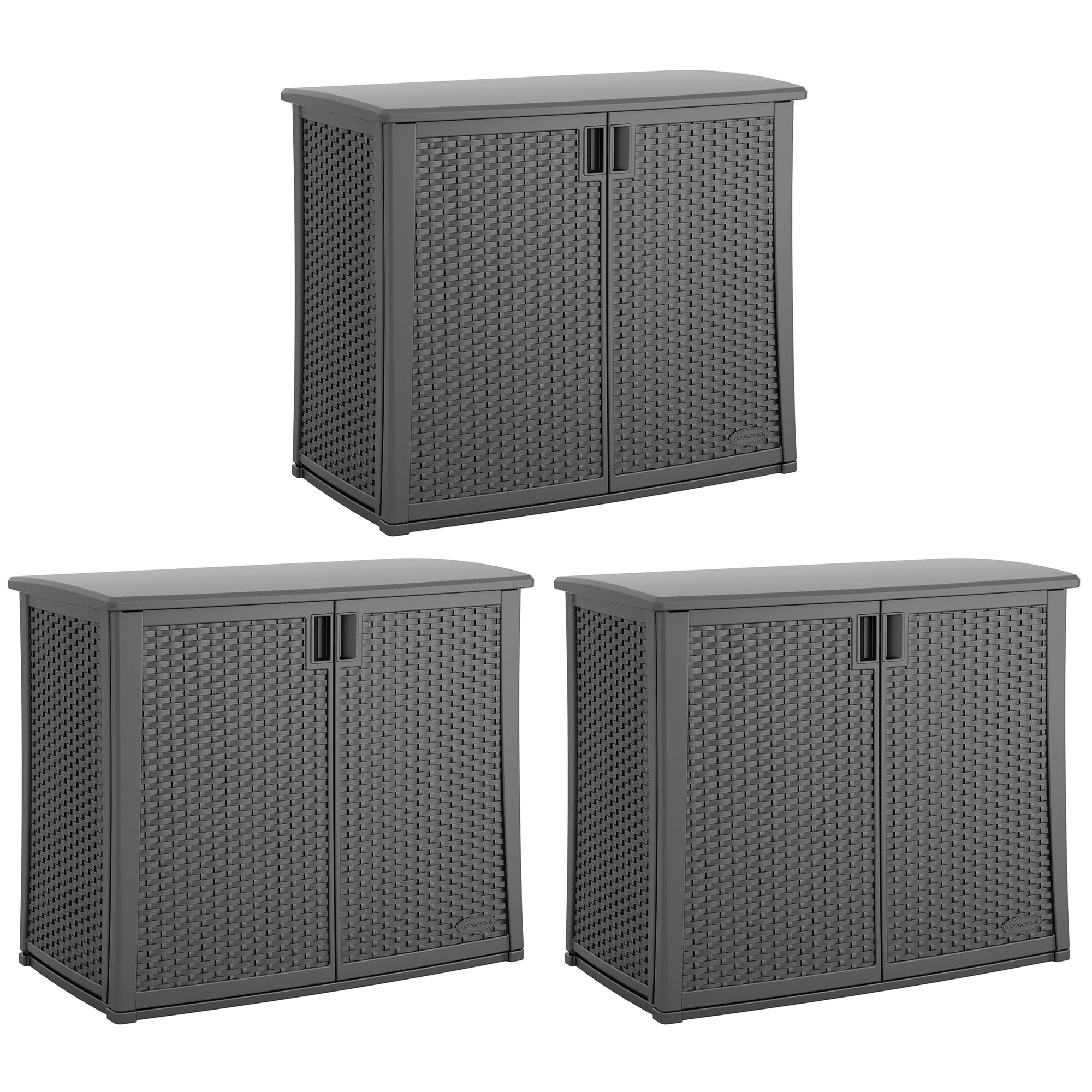 Suncast Lockable Outdoor Cabinet Deck Storage Box w/ Adjustable Shelf (3 Pack) image 1
